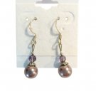 925 Sterling Silver Dangle Drop Earrings Brown Faux Pearl Beads Hook Jewelry Lot