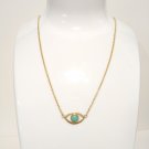 Pura Vida Pendant Necklace Turquoise Evil Eye Dainty Gold Tone 18" Long