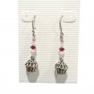 925 Sterling Silver Dangle Drop Earrings Cupcake Pink White Beads Signed Lot 925 Sterling Silver Dangle Drop Earrings Cupcake Pink White Beads Signed Lot