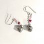 925 Sterling Silver Dangle Drop Earrings Cupcake Pink White Beads Signed Lot