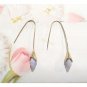 Vintage Gold Tone Dangle Drop Earrings with Lavender Stone