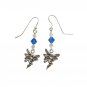 925 Sterling Silver Fairy Dangle Earrings Royal Blue Clear Crystal Beads Magical