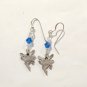 925 Sterling Silver Fairy Dangle Earrings Royal Blue Clear Crystal Beads Magical