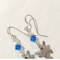 925 Sterling Silver Fairy Dangle Earrings Royal Blue Clear Crystal Beads Magical