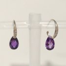 NV 925 Sterling Silver Dangle Drop Earrings Pear Amethyst CZ Lever Back Signed NV 925 Sterling Silver Dangle Drop Earrings Pear Amethyst CZ Lever Back Signed