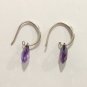 NV 925 Sterling Silver Dangle Drop Earrings Pear Amethyst CZ Lever Back Signed