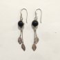 VT 925 Sterling Silver Dangle Drop Earrings Cabochon Black Onyx Signed Navajo