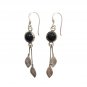 VT 925 Sterling Silver Dangle Drop Earrings Cabochon Black Onyx Signed Navajo