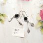 VT 925 Sterling Silver Dangle Drop Earrings Cabochon Black Onyx Signed Navajo