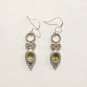 Vtg 925 Sterling Silver Oval Cut Peridot Dangle Drop Earrings Hook Art Nouveau