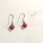 925 Sterling Silver Dangle Drop Earrings Pink Lace Agate Round Beads Balls Hook
