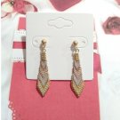 14k yellow rose gold Sterling Silver 925 Dangle Drop Earrings Tri Tone Posts