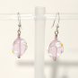 925 Sterling Silver Dangle Drop Earrings Pink Murano Glass White Flower Hook Lot