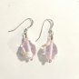 925 Sterling Silver Dangle Drop Earrings Pink Murano Glass White Flower Hook Lot