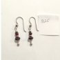 925 Sterling Silver Dangle Drop Earrings Czech Glass & Garnet Beads Balls Hook
