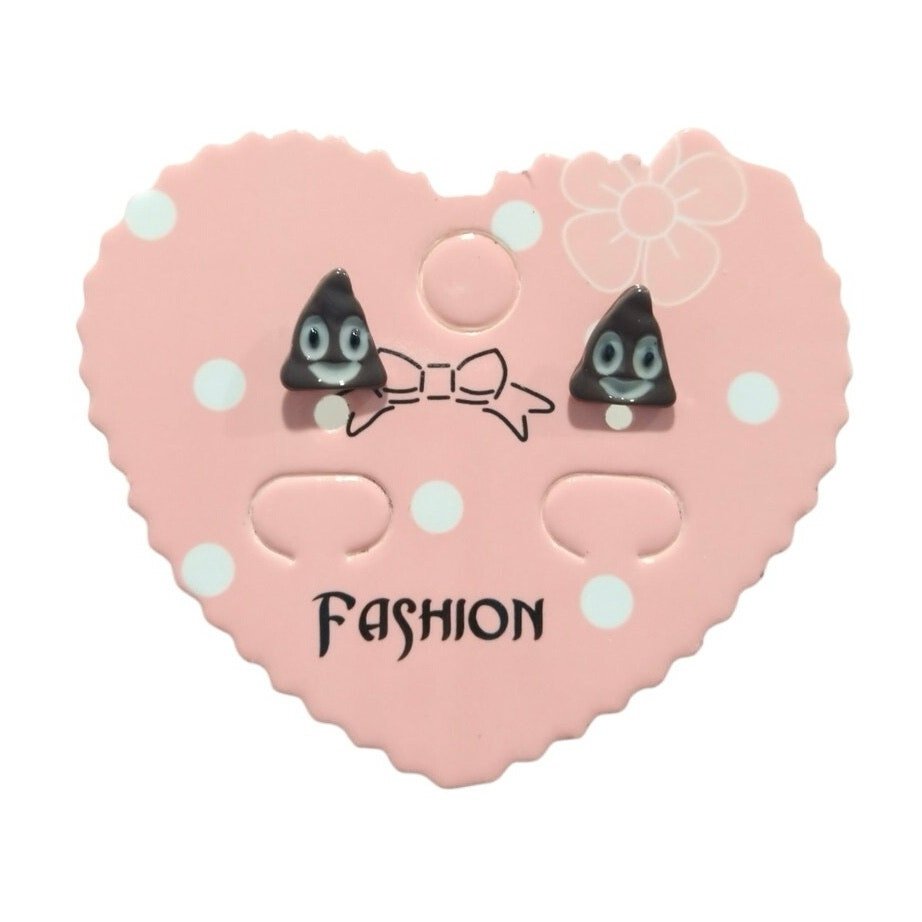 Emoji Happy Poop Stud Earrings Silver Tone Brown Posts Women Girls Jewelry