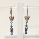 Vtg 925 Sterling Silver Hearts Dangle Drop Earrings Royal Blue Crystal Signed Vtg 925 Sterling Silver Hearts Dangle Drop Earrings Royal Blue Crystal Signed