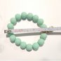 Mint Green Beaded Stretch Statement Bracelet Floral Charm Gold Tone Handmade