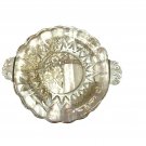 Vintage Serving Dish Platter Tray Crystal Glass Round Ornate Flower with Handles Vintage Serving Dish Platter Tray Crystal Glass Round Ornate Flower with Handles
