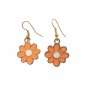 Flowers Dangle Earrings Yellow Gold Plated Orange Enamel Hook Women Jewelry