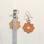 Flowers Dangle Earrings Yellow Gold Plated Orange Enamel Hook Women Jewelry