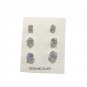 14K Yellow Gold over 925 Sterling Silver Stud Earrings 3pcs Round Cut CZ Posts