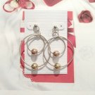 925 Sterling Silver Drop Circle Earrings Posts Two Tone Gold Ball Italy Signed 925 Sterling Silver Drop Circle Earrings Posts Two Tone Gold Ball Italy Signed