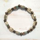 Metallic Yellow Gold Rectangle Bead Stretch Bracelet Adjustable Everyday Wear Metallic Yellow Gold Rectangle Bead Stretch Bracelet Adjustable Everyday Wear
