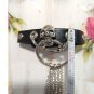 Gothic Skull Rivet Charm Bracelet with Chains Black Adjustable