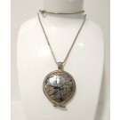 Mosaic Abalone Shell Pendant Necklace Silver Tone Chain Vtg Southwestern Mosaic Abalone Shell Pendant Necklace Silver Tone Chain Vtg Southwestern