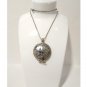 Mosaic Abalone Shell Pendant Necklace Silver Tone Chain Vtg Southwestern