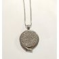 Mosaic Abalone Shell Pendant Necklace Silver Tone Chain Vtg Southwestern