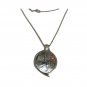 Mosaic Abalone Shell Pendant Necklace Silver Tone Chain Vtg Southwestern