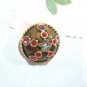 Gerard Yosca Button Dome Earrings Gold Tone Star Crystals Clip On Designer