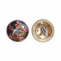 Gerard Yosca Button Dome Earrings Gold Tone Star Crystals Clip On Designer