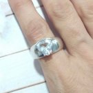 Men's Unisex Ring Trillion Cut Clear CZ   Sterling Silver 925 Size 10 Vintage