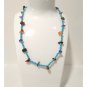 Vtg Gemstone Beaded Necklace Tiger Eye Amethyst Turquoise Sterling Silver Clasp