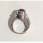 2.5ct Cabochon Star Ruby Solitaire Ring Diamonds 14K White Gold Antique Vtg