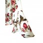 Ambiance Blouse Womens S White Red Floral Roses Long Bell Sleeve Ruffled Cuffs