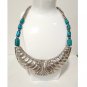 Turquoise Sterling Silver 925 Bib Necklace Massive Beaded Handmade Antique Vtg