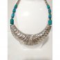 Turquoise Sterling Silver 925 Bib Necklace Massive Beaded Handmade Antique Vtg
