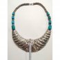 Turquoise Sterling Silver 925 Bib Necklace Massive Beaded Handmade Antique Vtg