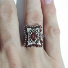 1.52tcw Mandarin Garnets Women's Ring Diamonds 14k White Gold Antique CI