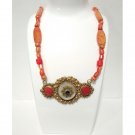 900 Sterling Silver Red Coral Pendant Necklace Beaded Yellow Gold Plated Antique 900 Sterling Silver Red Coral Pendant Necklace Beaded Yellow Gold Plated Antique