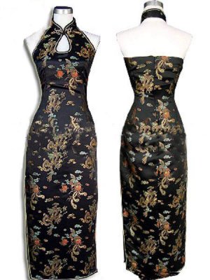 Black Chinese Backless Evening Gown/Qipao
