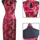 Burgundy Chinese Backless Evening Gown/Qipao