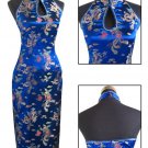 Navy Blue Chinese Backless Evening Gown/Qipao
