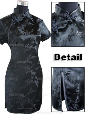 Black Cute Clubs Mini Chinese Dress / Qipao