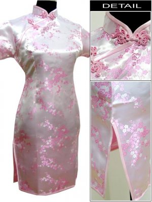 Pink Cute Clubs Mini Chinese Dress / Qipao