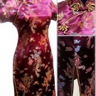 Burgundy  Gragon and Phoenix Mini Chinese Dress / Qipao